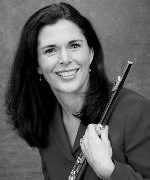 Teacher holding her flute in black and white
