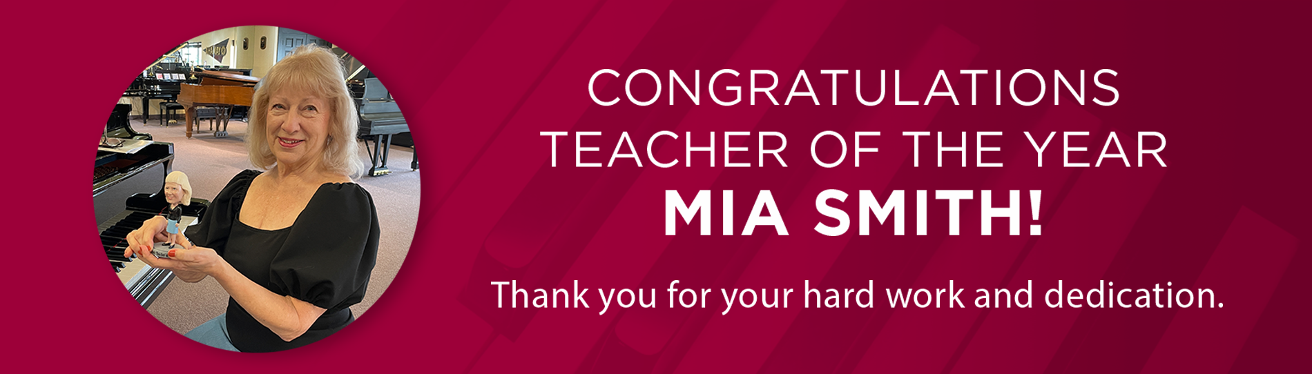 Congratulations teacher of the year, Mia Smith.